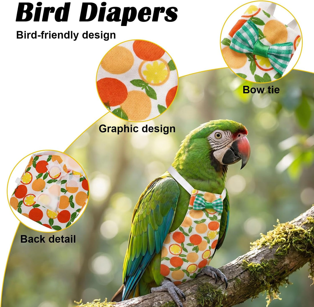 2 Pcs Bird Diaper, Cute Pet Bird Pants Parrot Nappy