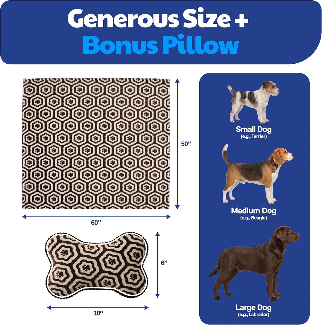 American Kennel Club 60''x50'' Pet Blanket & 10'' Pillow Set