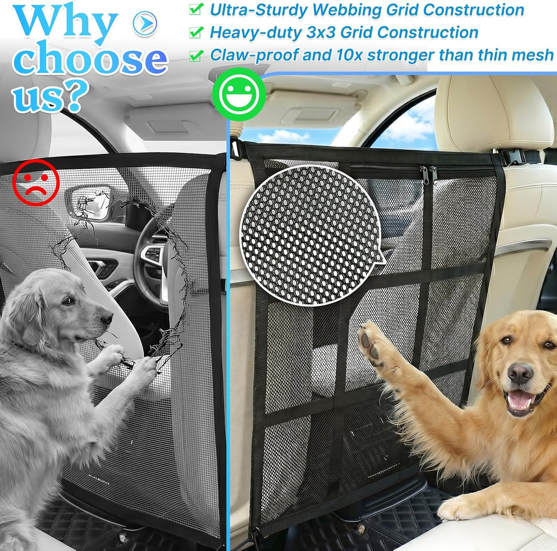 Aolamegs Dog Car Barrier Net, 27.2 x 22.4 in, with Storage Pockets