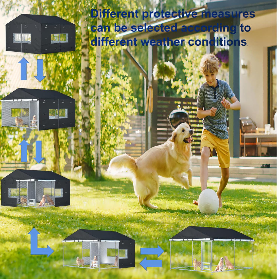 Outdoor Dog Kennel Cover, 10'Dx10'Wx7'H,Full Coverage