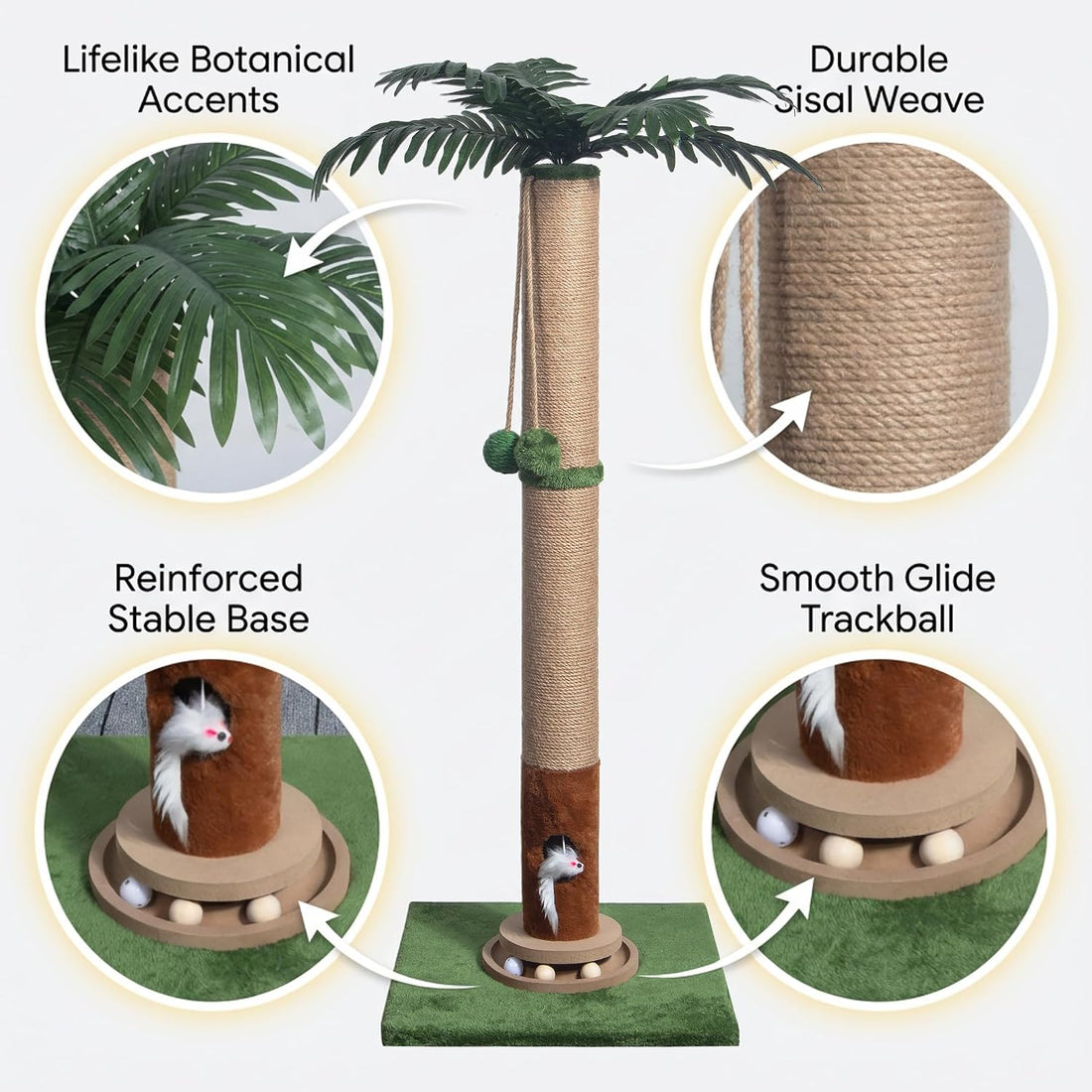 Fantasreen Cat Scratching Post 35'' Tall with Toy Mouse for Indoor