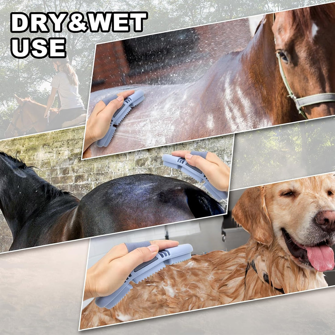 Blue Flexible&Bendable Curry Comb for Horses&Dogs Grooming Brush