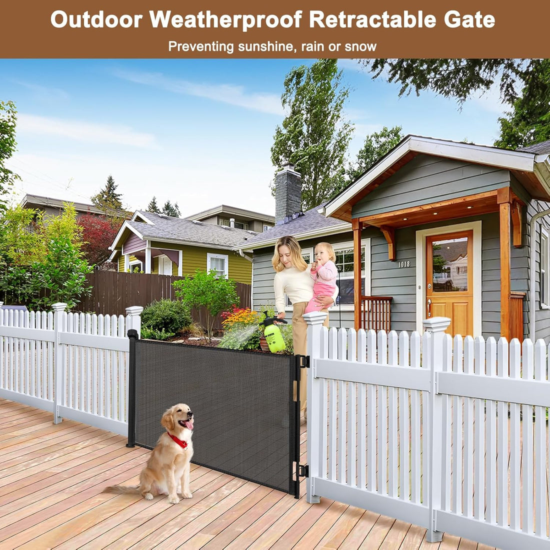 Weatherproof Outdoor Retractable Gate for Dogs with No Rust Stainless