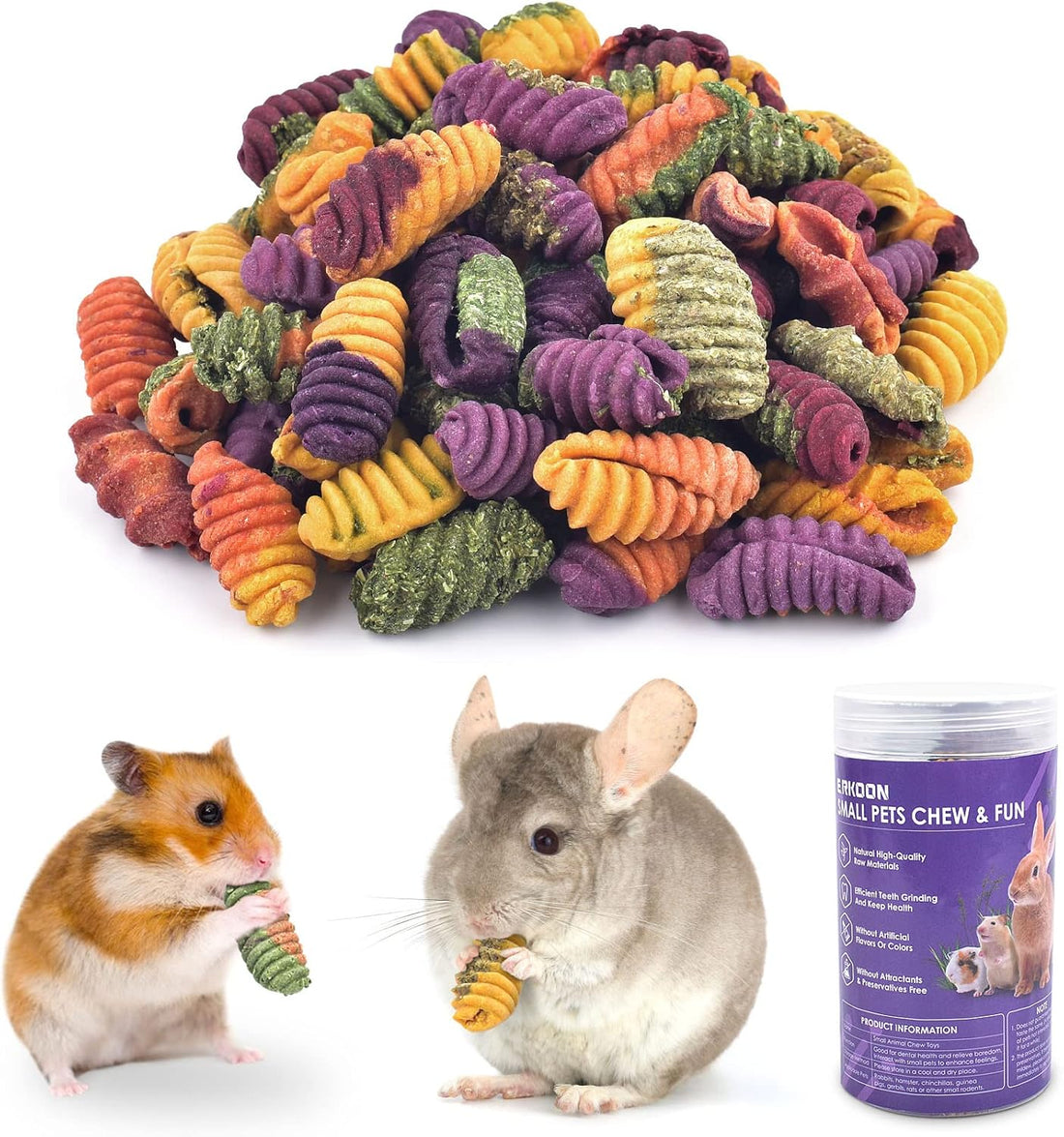 ERKOON Chinchilla Treats, Chew Toys for Teeth for Rabbit Guinea Pig