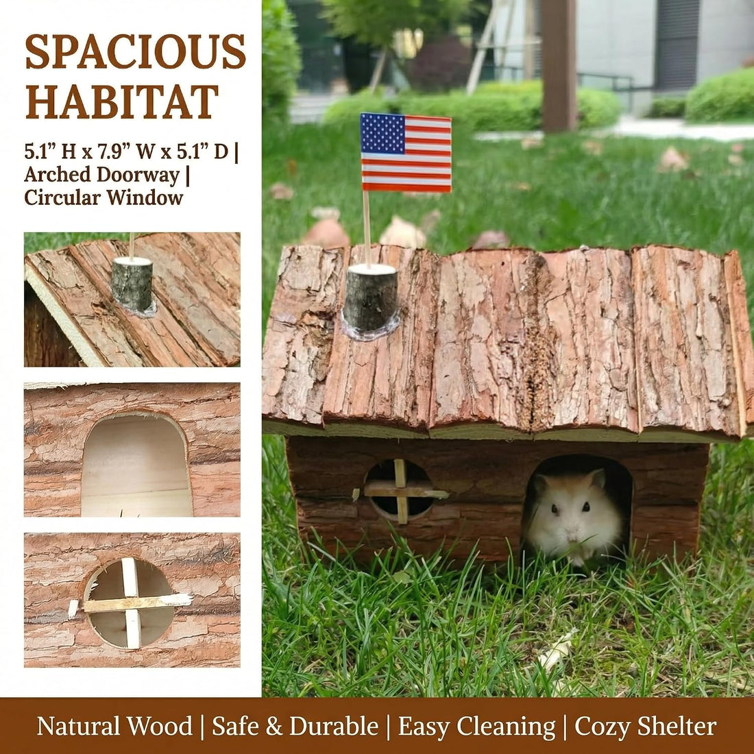 Wooden Hamster House Hideout