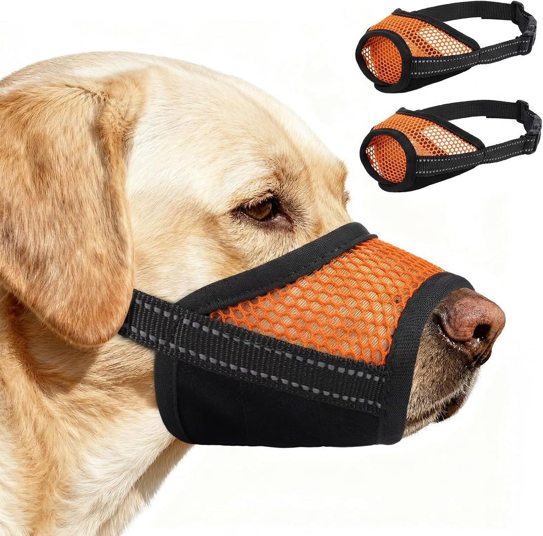 2 Pcs Soft Muzzle for Medium Large Sized to Stop Barking (Red, M