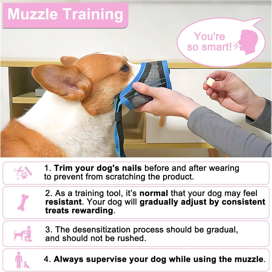 LUCKYPAW Mesh Dog Muzzle for Small Medium Dogs to Prevent Biting