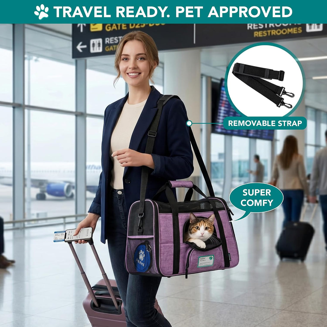 PetAmi Airline Approved Pet Carrier Cats & Small Dogs, Small