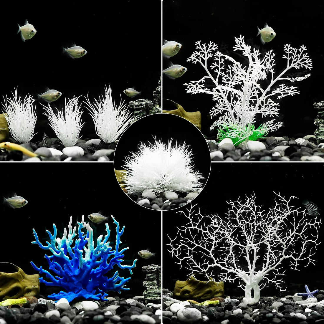 MyLifeUNIT Aquarium Plants, 7 Pack Artificial Coral Ornament for Fish