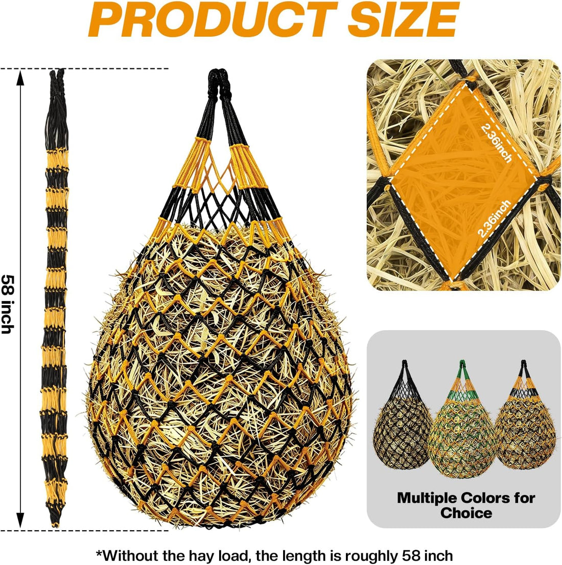 Hay Nets for Horses, 3-Pack Large-Capacity Hay Net for Horses Goats