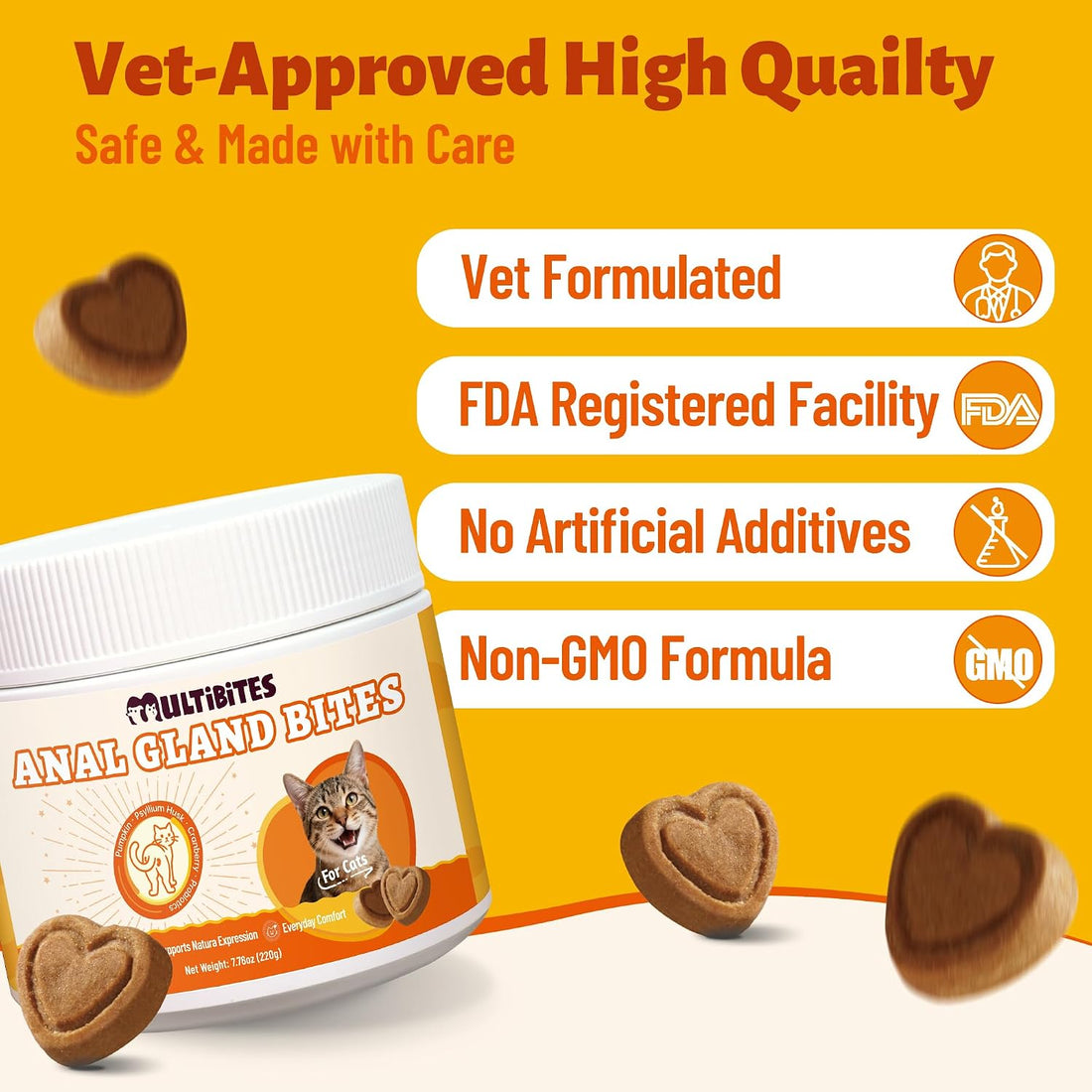 MULTIBITES 7.76 oz Anal Gland Bites for Cats - Anal Gland Health