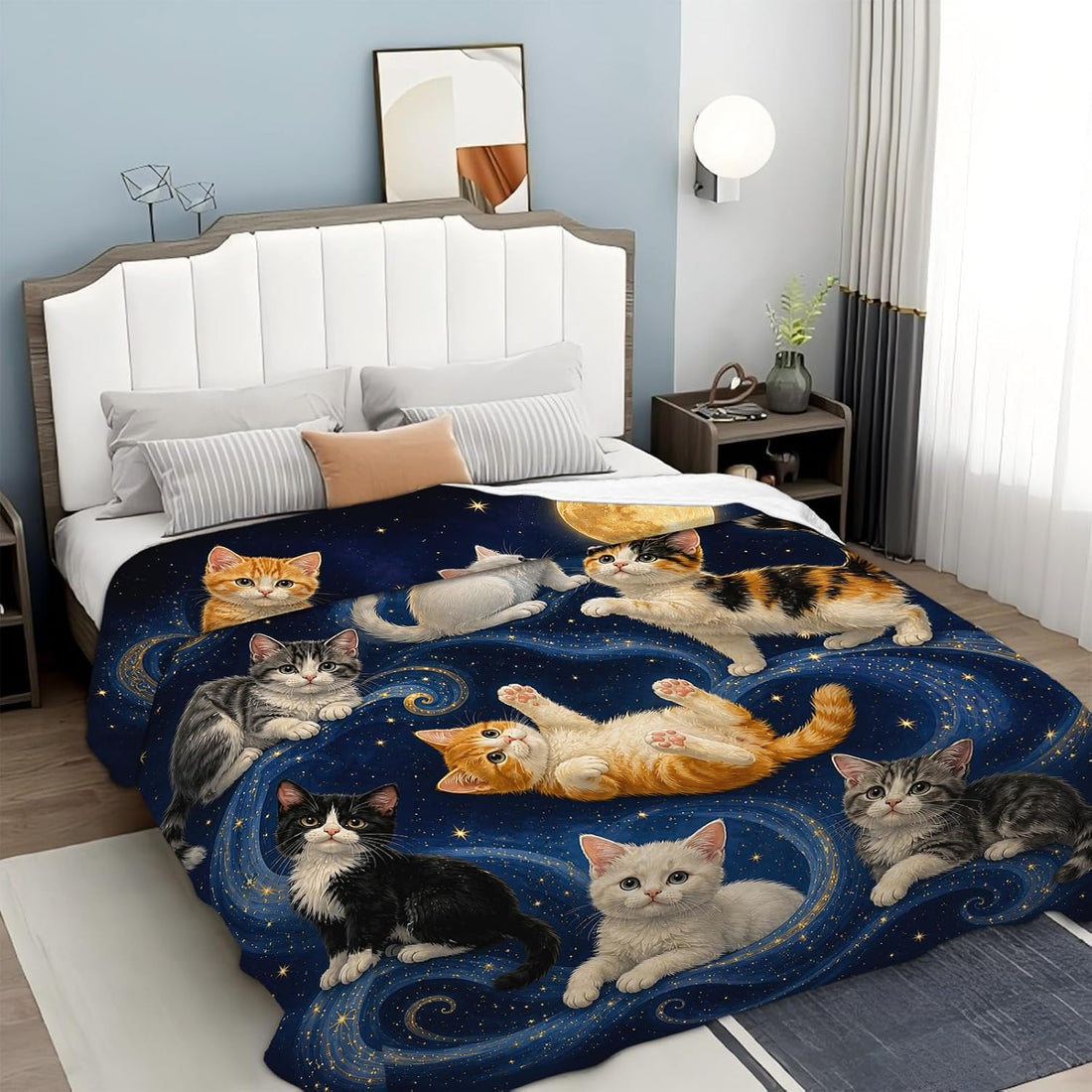 Cute Cats Throw Blanket Cat Lover Gifts for Boys Girls 50"x40"