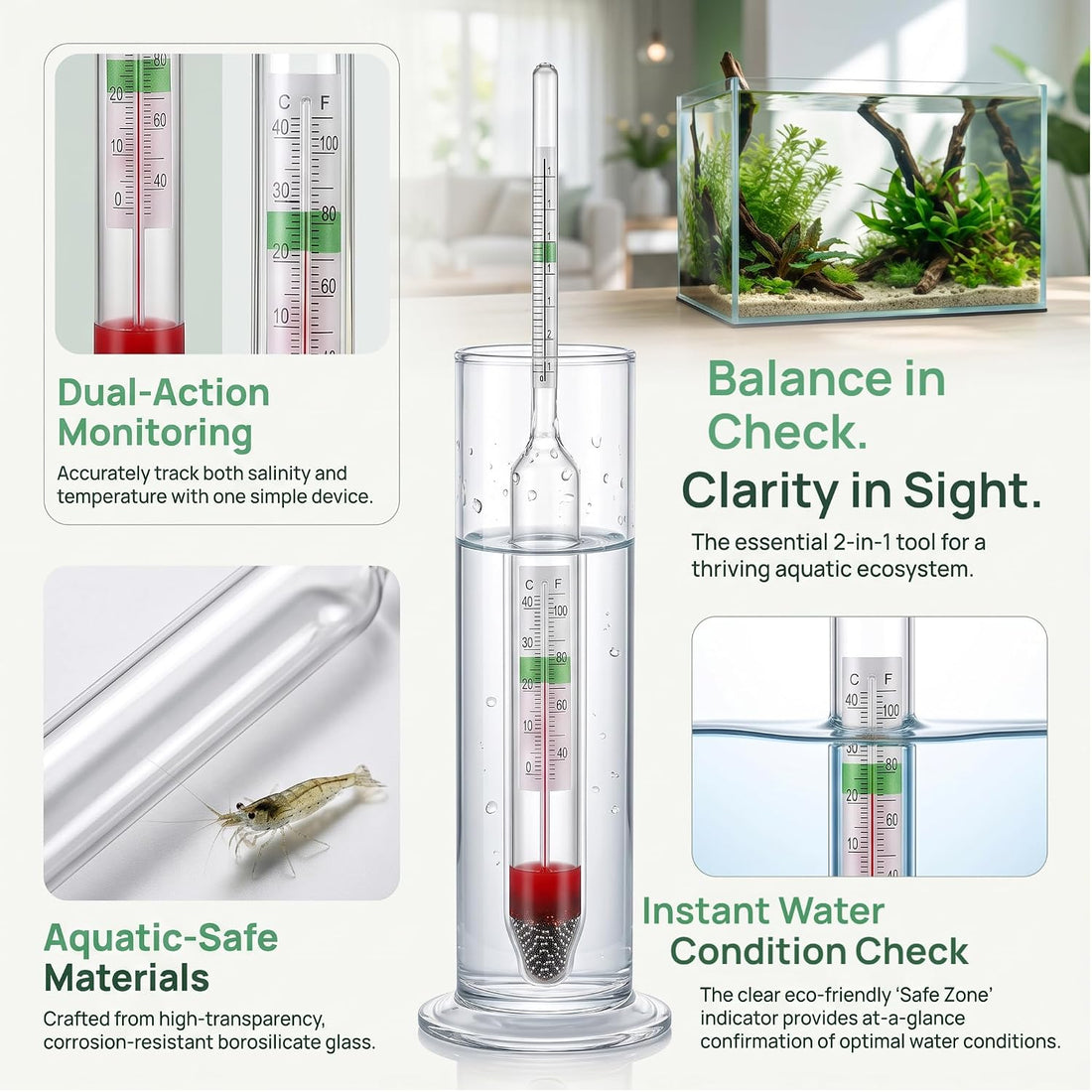 Glass Floating Hydrometer with Built‑in Thermometer