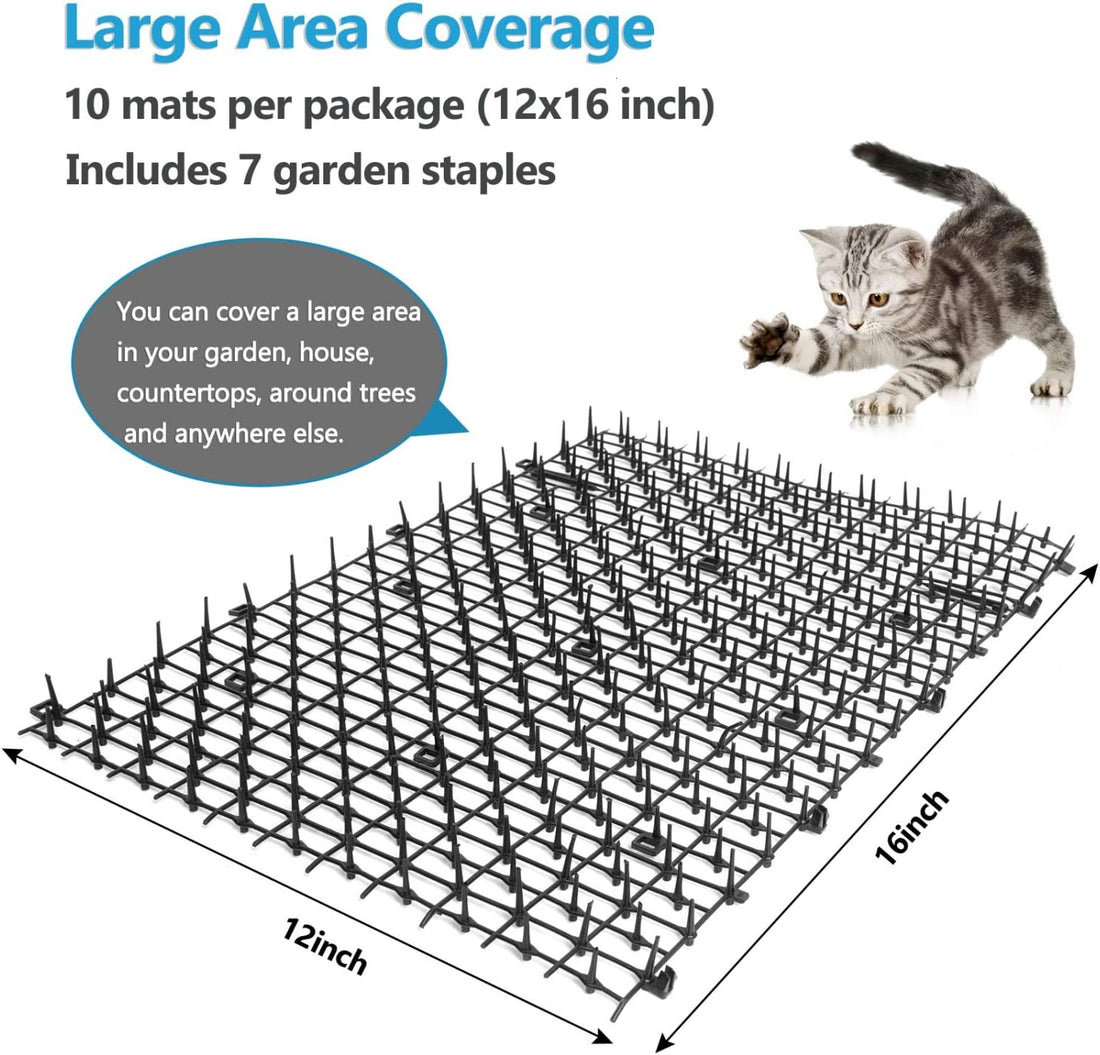 Pomeat 10 PCS Scat Mat for Cats Indoor 16" x 12" with Spikes Sprickle