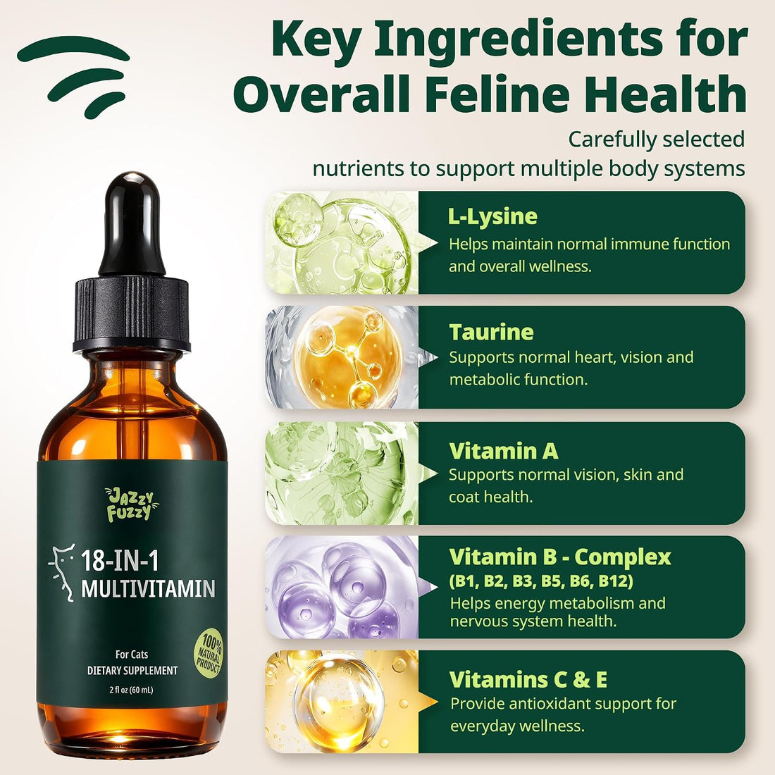 18-in-1 Liquid Multivitamin, Taurine & Lysine for Cats
