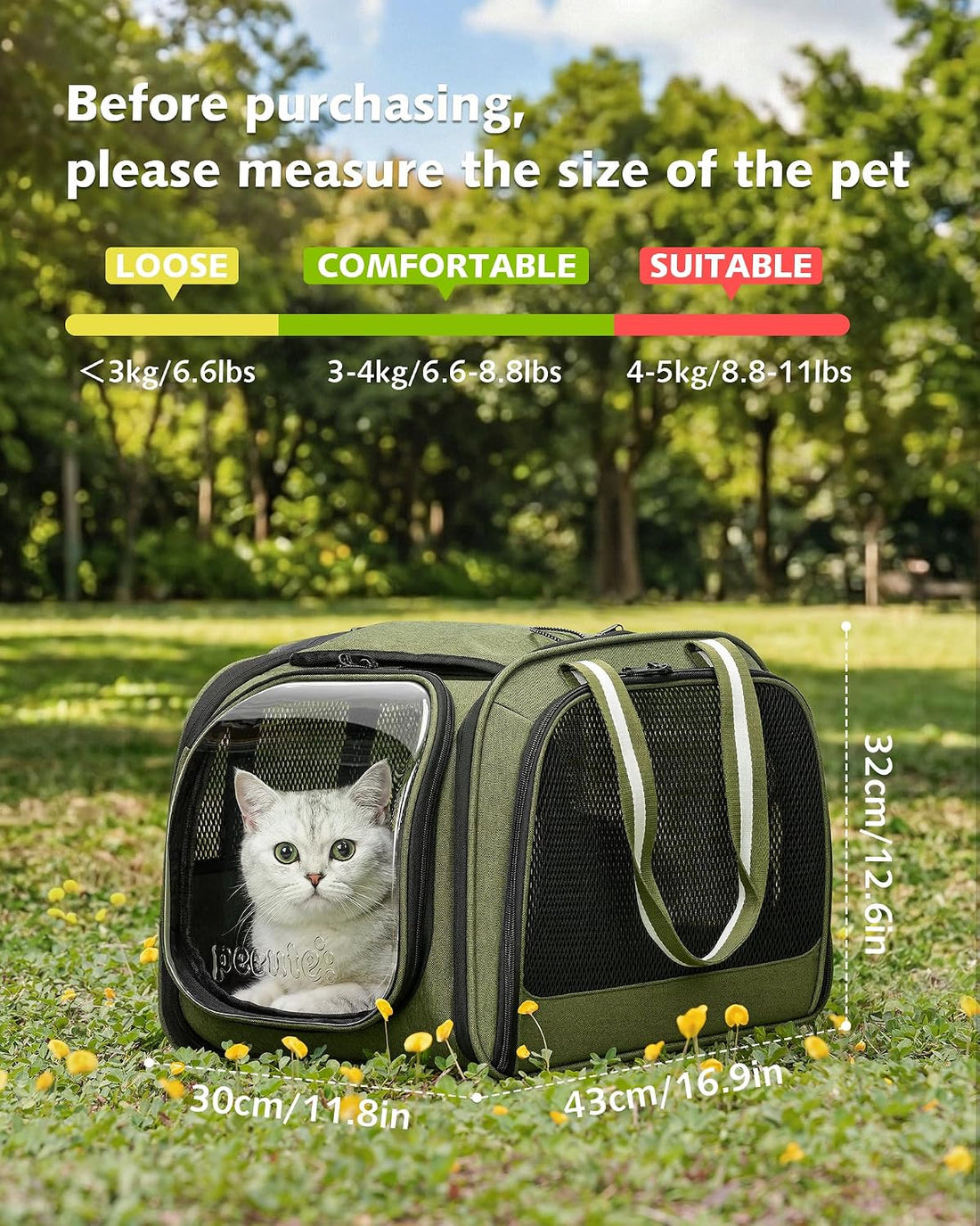 Pecute Cat Carrier,Double Bubble Pet Carrier for Cat Small