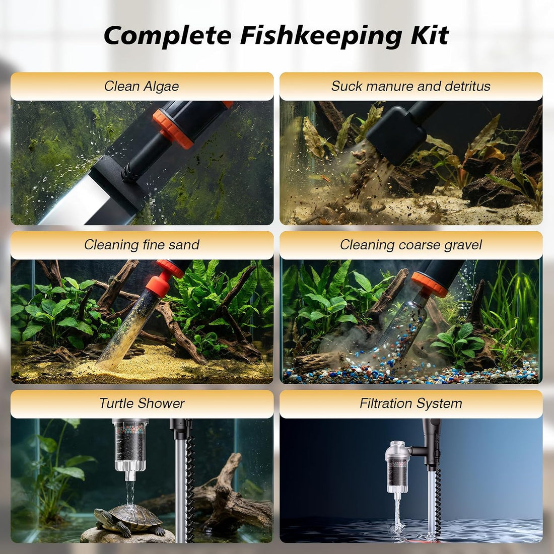 AKKEE Aquarium Vacuum Gravel Cleaner Handle Control