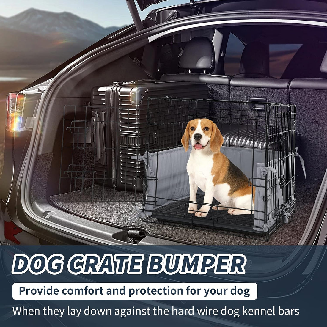 Hombys Dog Crate Bumper with Ties - Soft Crate Accessory -Kennel Cover