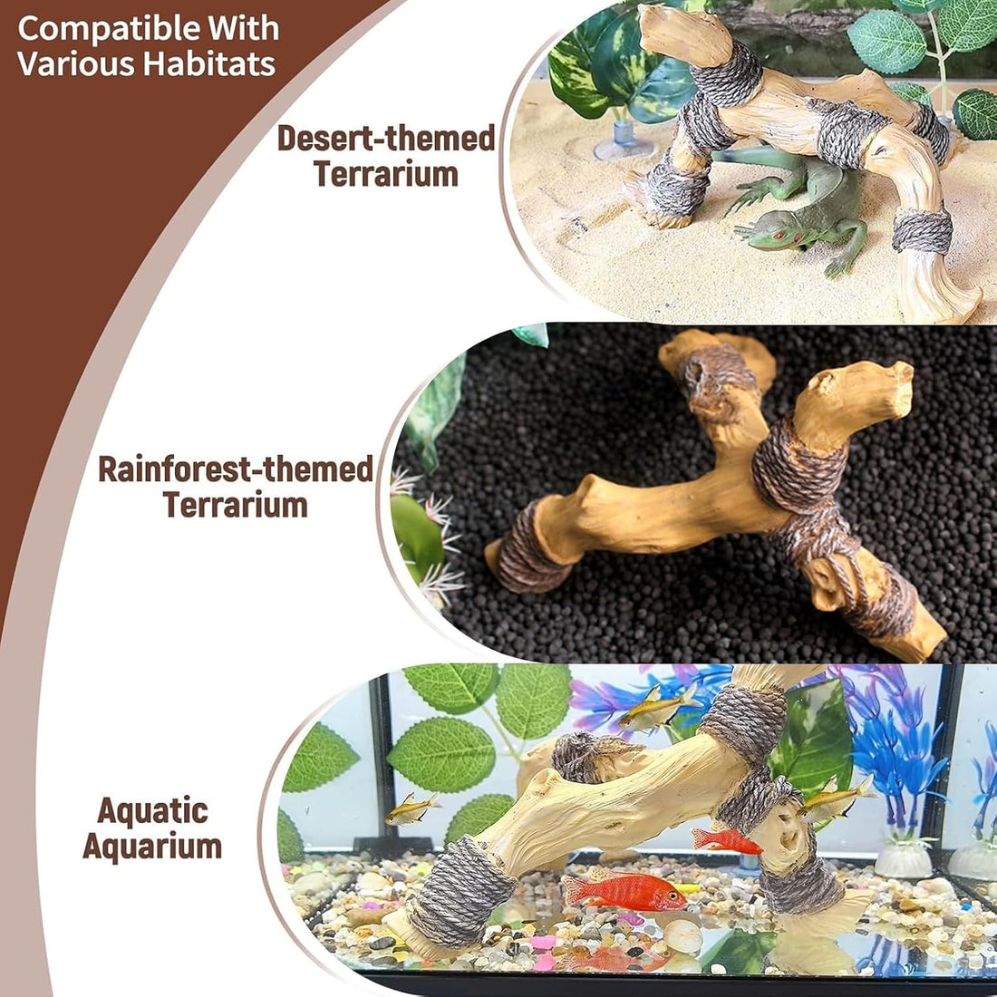 Tfwadmx Snake Climbing Branch,Resin Reptile Enclosure Decor