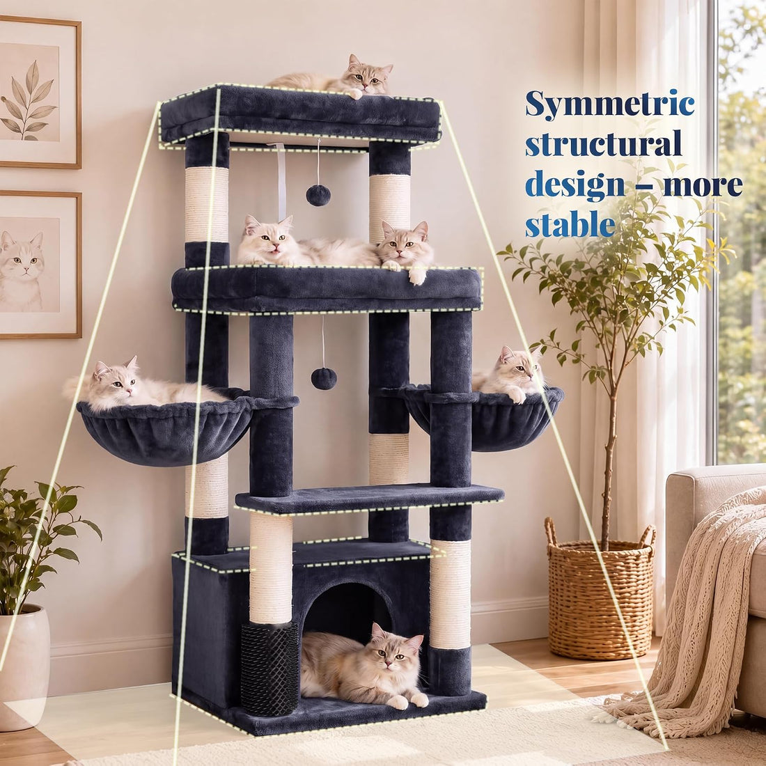 Hey-brother Cat Tree Tower with Extra Large Platform, Big Condo