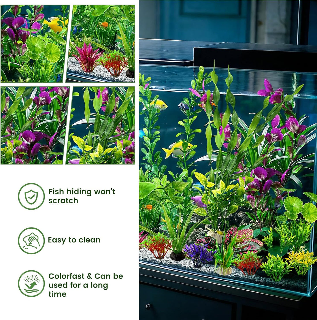 Artificial Aquarium Plants Realistic Green Plastic Fish Tank