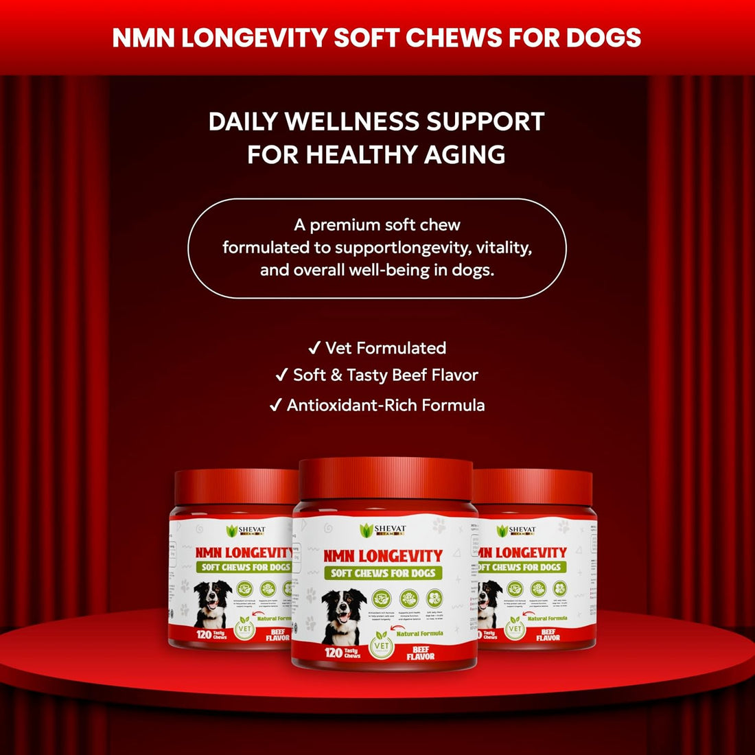 NMN Longevity Soft Chews for Dogs – Beef Flavored