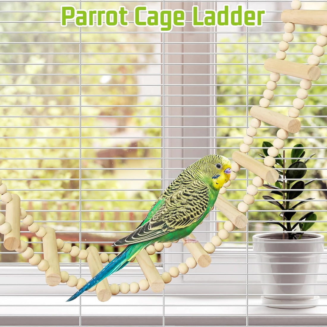 BNOSDM Long Bird Ladder Bridge 39.4 in Wooden Parakeet Climbing