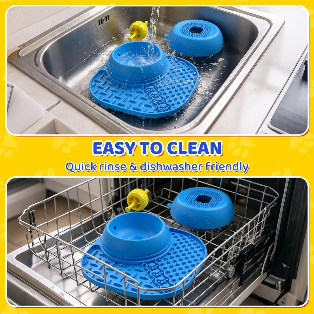 Slow Feeder Dog Bowls, Lick Mat & Interactive Rolling Ball