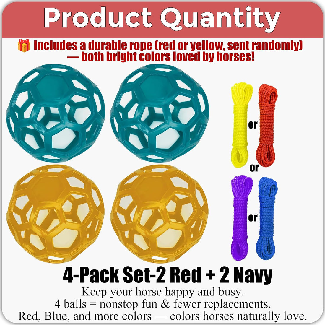mayoken® 4 Pack Harden Horse Treat Ball Hay Feeder Toy