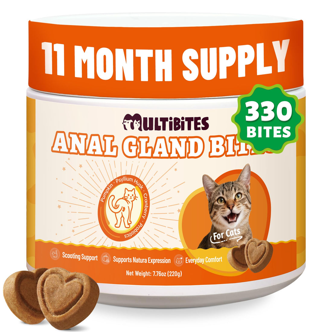 MULTIBITES 7.76 oz Anal Gland Bites for Cats - Anal Gland Health
