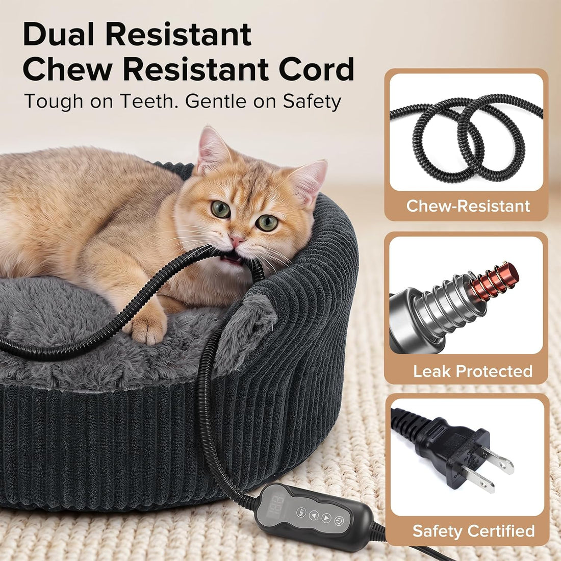 2 in 1 Foldable Heated Cat Cave Beds for Indoor Cats and Dogs