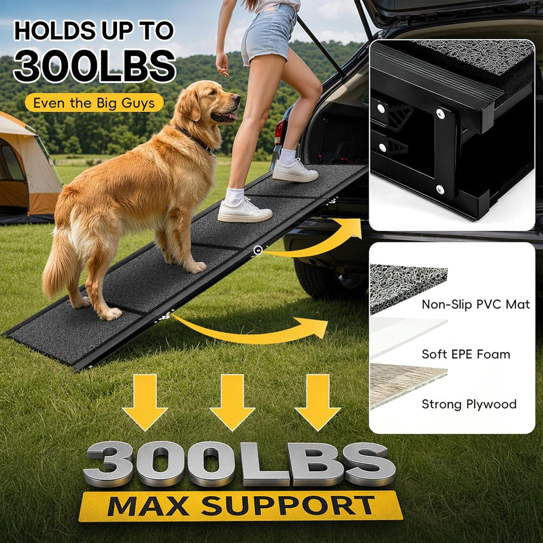 Dog Ramp for Large Pets, 71" L x 20" W
