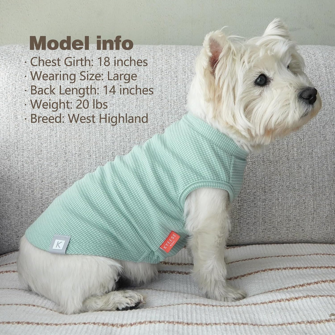 KYEESE 2Pack Waffle Dog Shirt for Small Medium Dogs Striped Dog