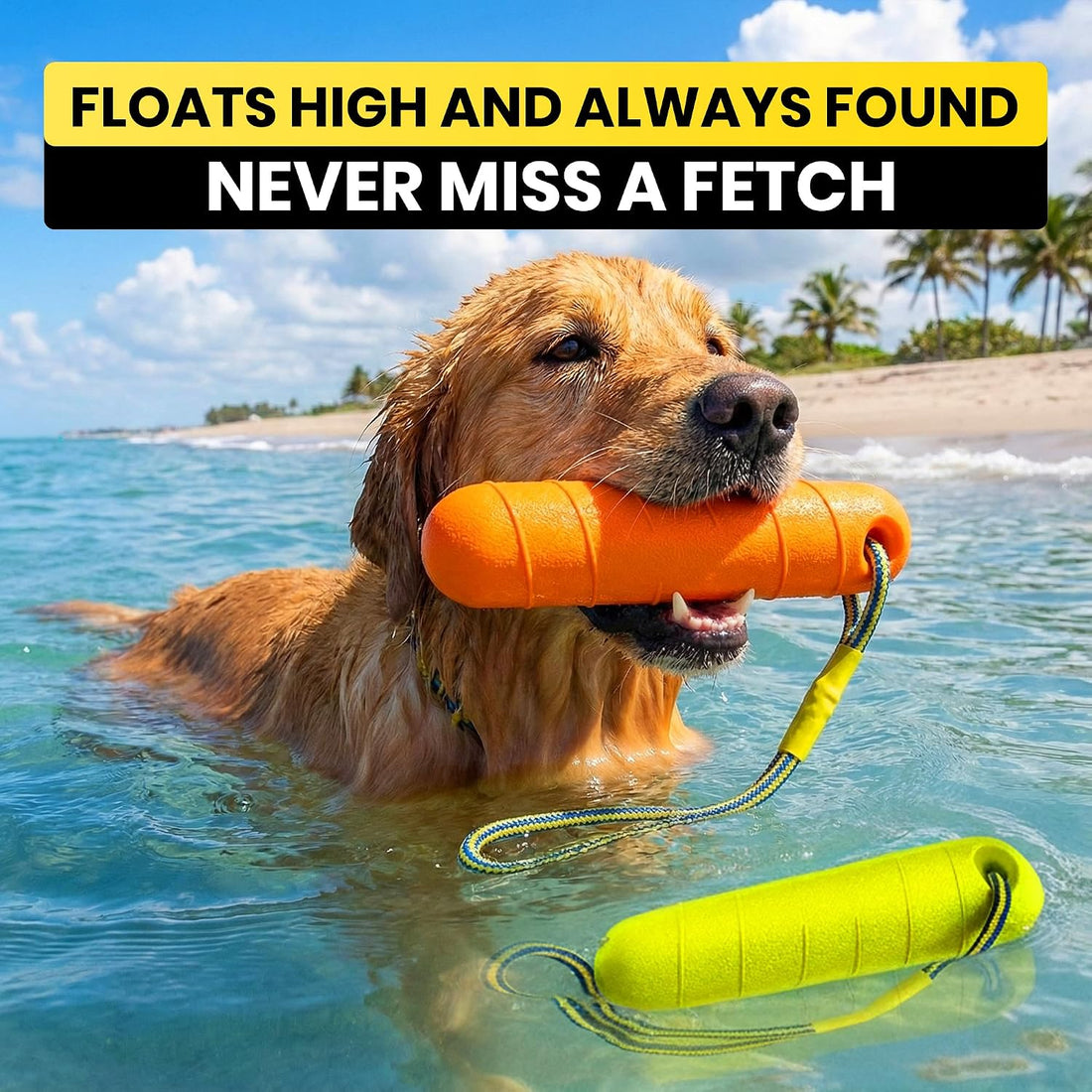 Floating Dog Water Toys - 2 Pack, Bumper Throw Stick for Fetch