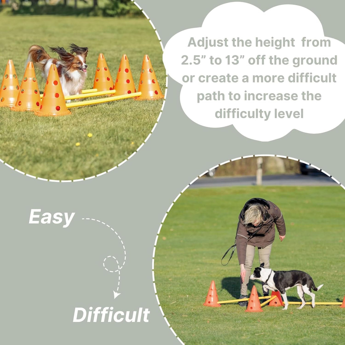 TRIXIE Dog Agility Hurdle Cone Set – 6 x Cones, 3 x Agility Rods