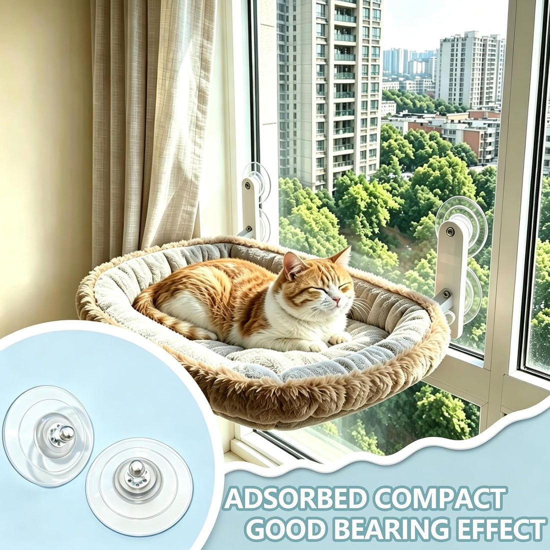 4 Pack Powerful Cat Window Perch Suction Cup with Screw and Nut,3.3