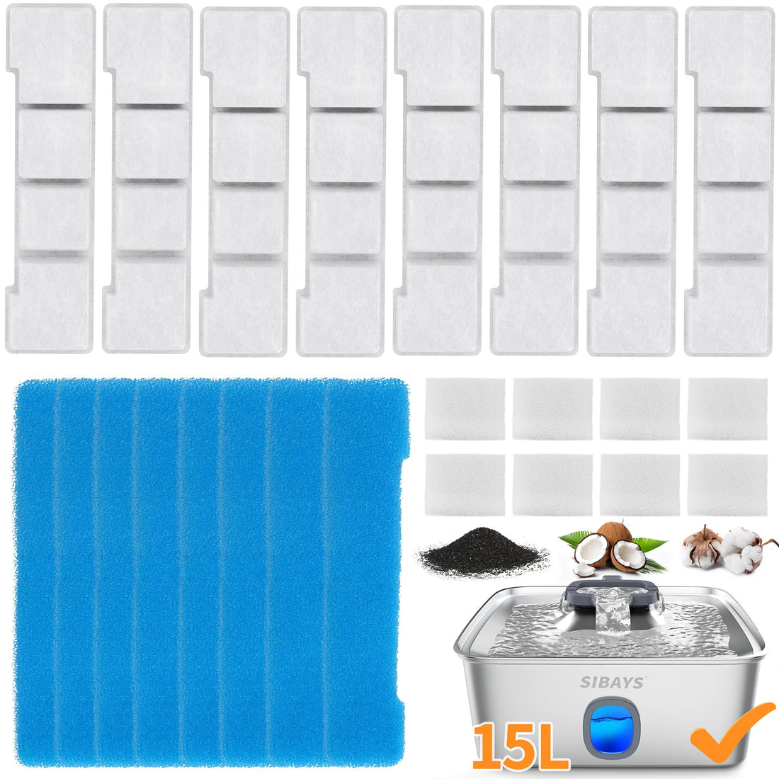 SIBAYS Dog Water Fountain Filter Replacement
