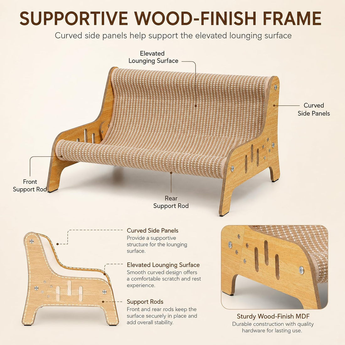 Sisal Cat Scratcher Sofa Bed and Lounger for Indoor Cats
