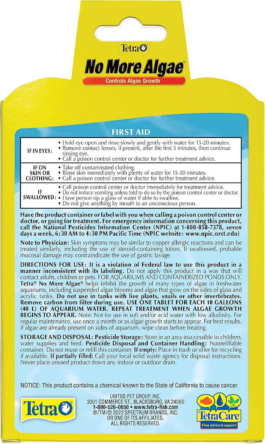 Tetra No More Algae Tablets for Aquariums, 8 Count