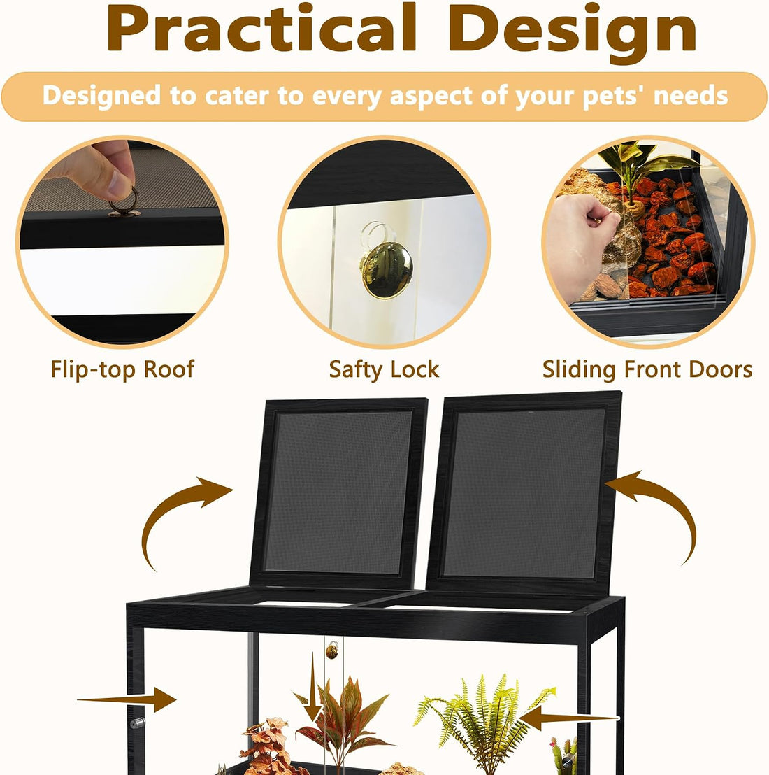 PROLEE Retile Tank,Bearded Dragon Tank,Lizard Tank with Metal Mesh