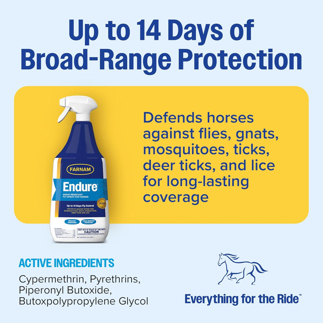 Farnam Endure Fly Spray for Horses, Long-Lasting Fly Repellent