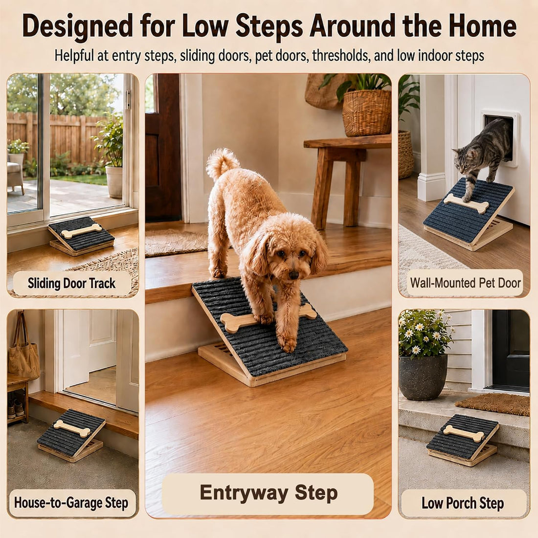 Dog Ramp for Stairs 2 Pack, 4-Level Adjustable Wooden Pet Steps