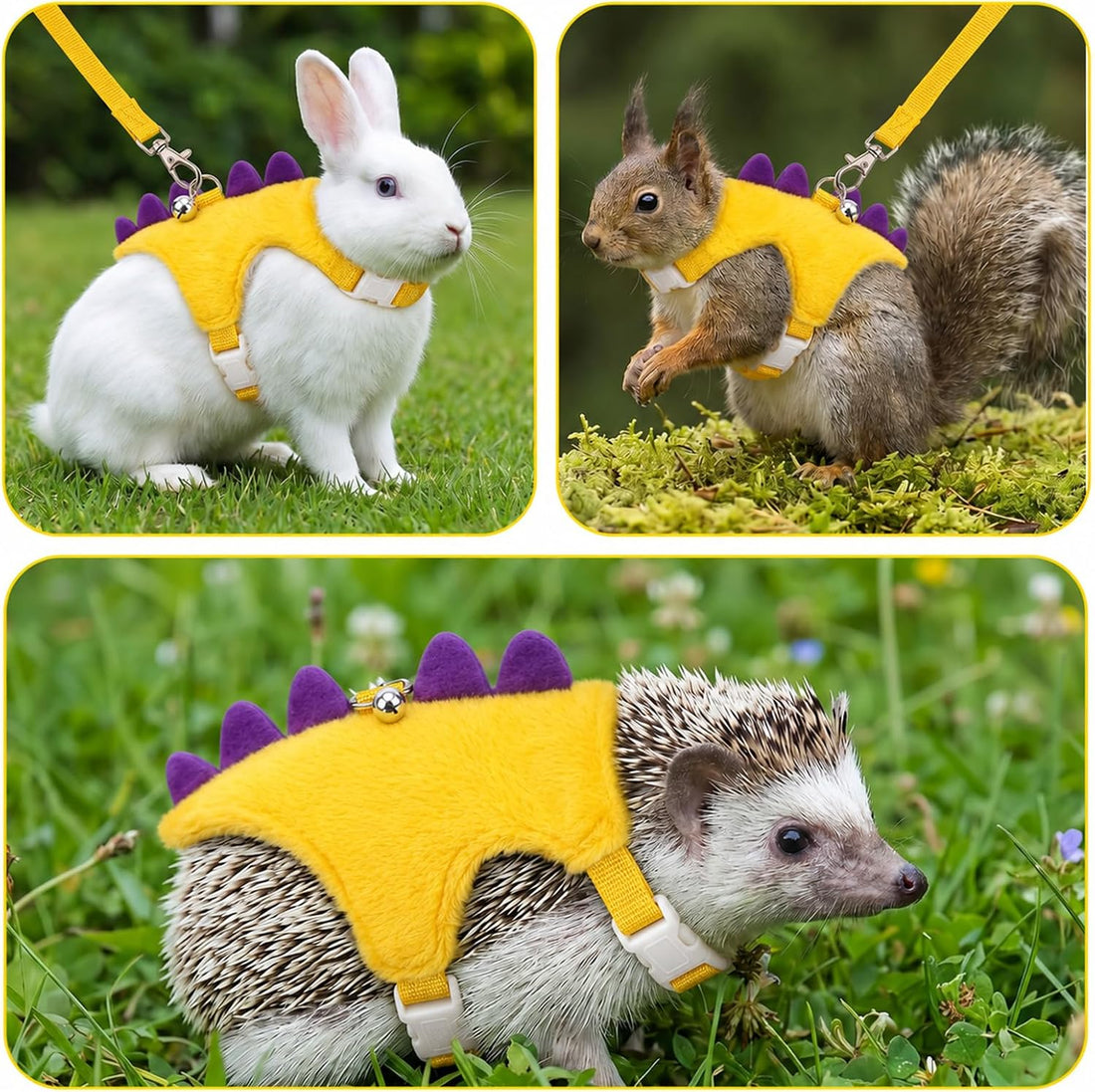 Ferret Harness and Leash Set, Yellow Adjustable Vest for Ferret