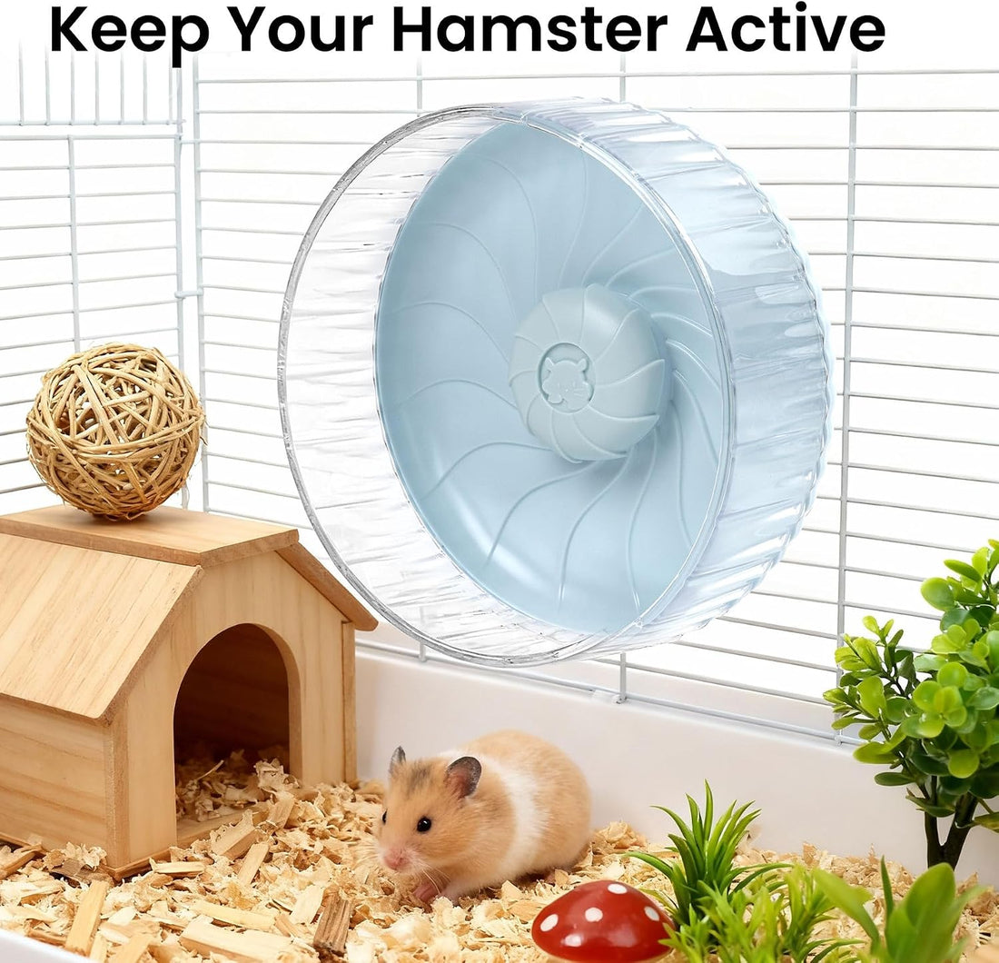 8 inch Silent Hamster Wheel, Stand-Free Cage Spinner, Blue