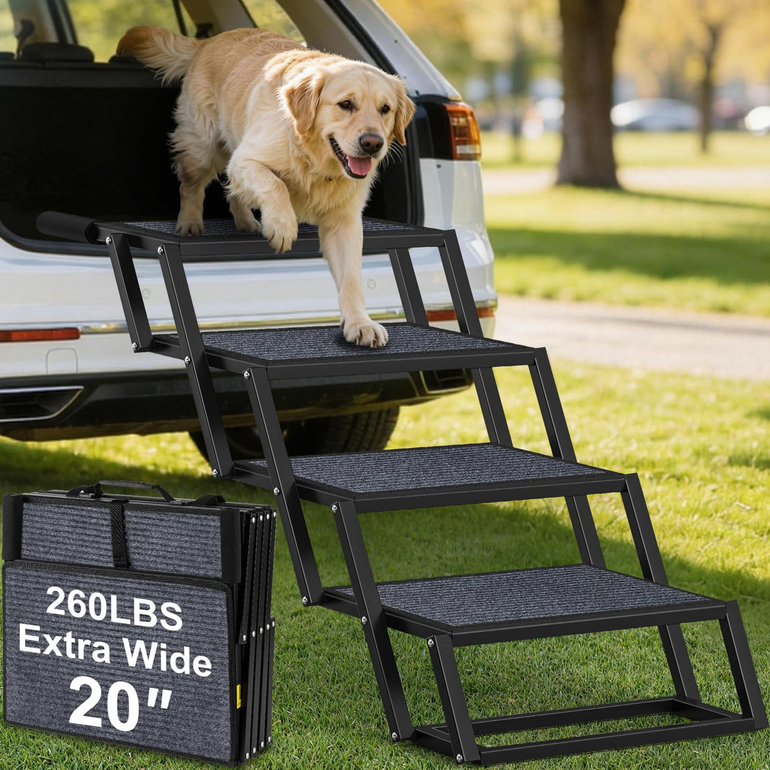 URPOWER Dog Stairs for Large Dogs Extra Wide 20" with 5