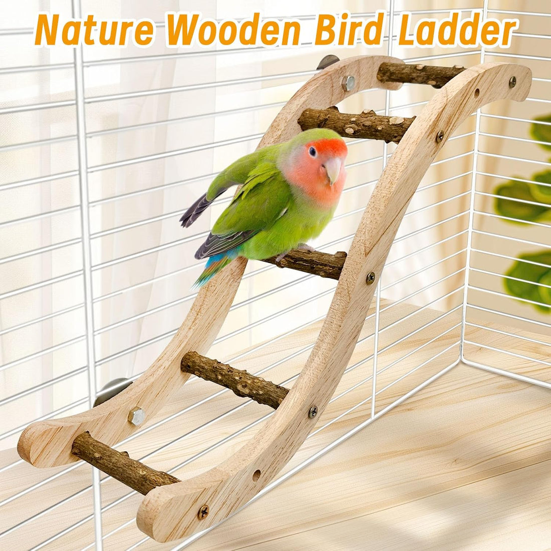 Hamiledyi Nature Wooden Bird Ladder Pet Parrots Climb Bridge Exercise