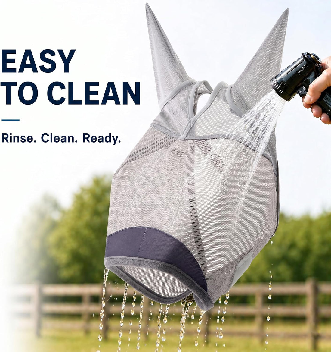 Horse Fly Mask with Ears - UV Protection Fine Mesh Super Comfort Fly