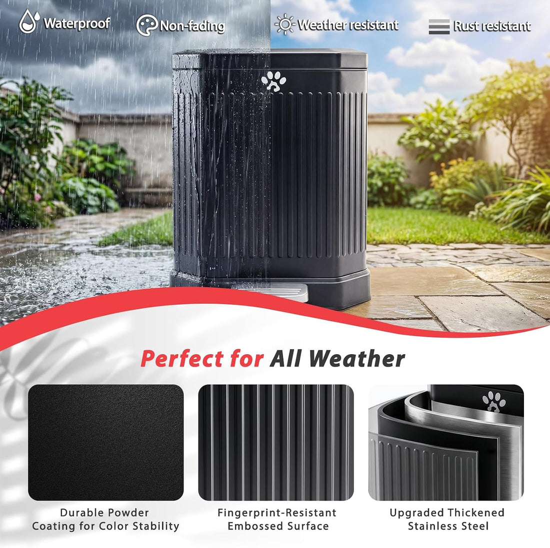 Metal Dog Poop Trash Can Outside with Odor Control Lid