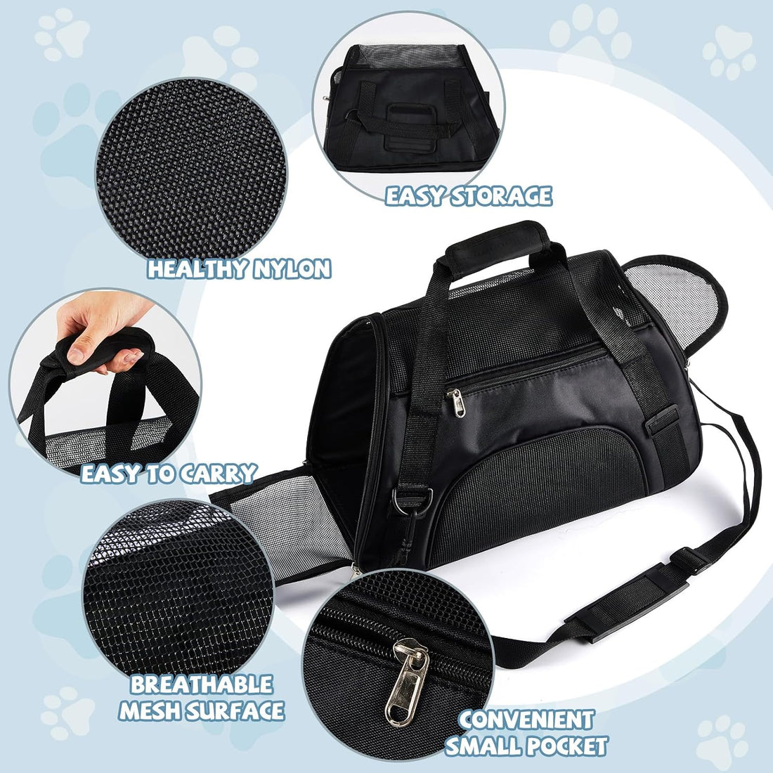 Sweetude 4 Pcs Cat Carrier Soft-Sided Pet Carrying Bag for Cat Under