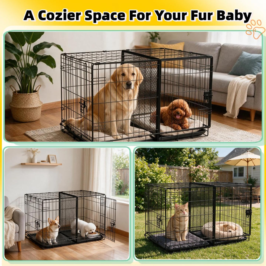 Thick Adjustable Dog Crate Divider for 36" Crate, 24"x22.5"